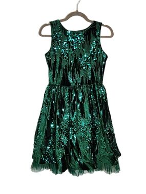 Rare Editions Girls Green Sequin Party Dress Size 16